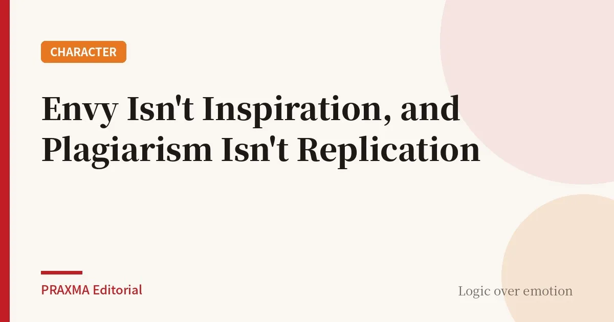 Envy Isn't Inspiration, and Plagiarism Isn't Replication