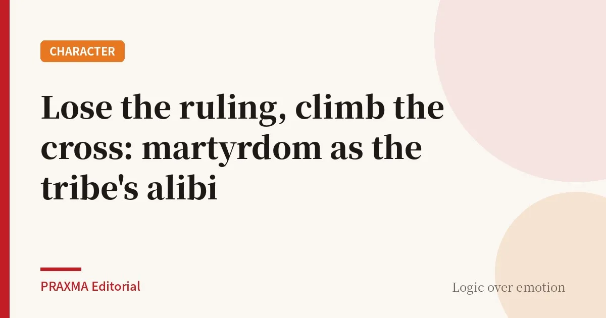 Lose the ruling, climb the cross: martyrdom as the tribe's alibi