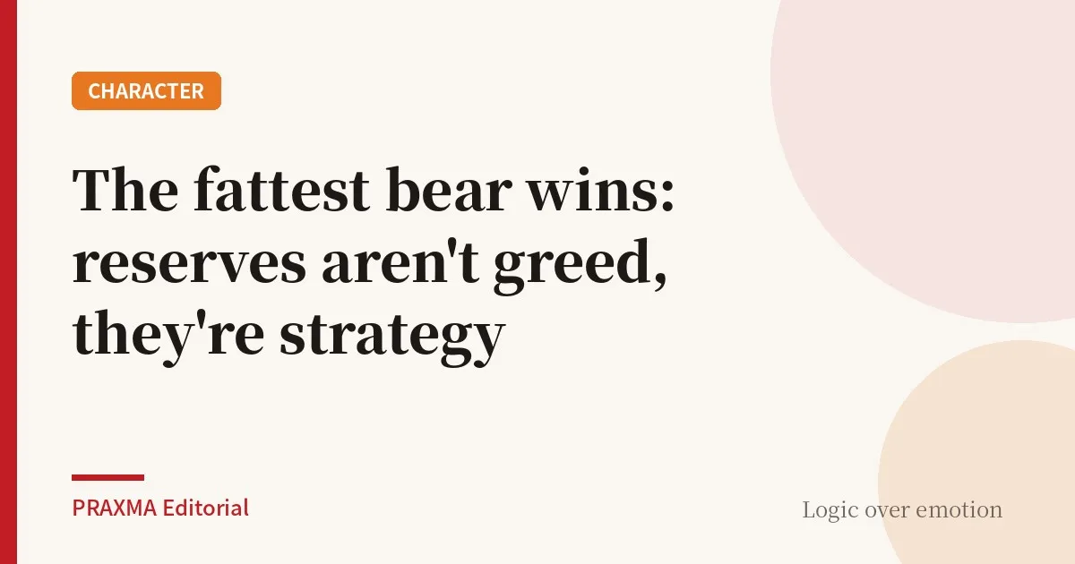 The fattest bear wins: reserves aren't greed, they're strategy